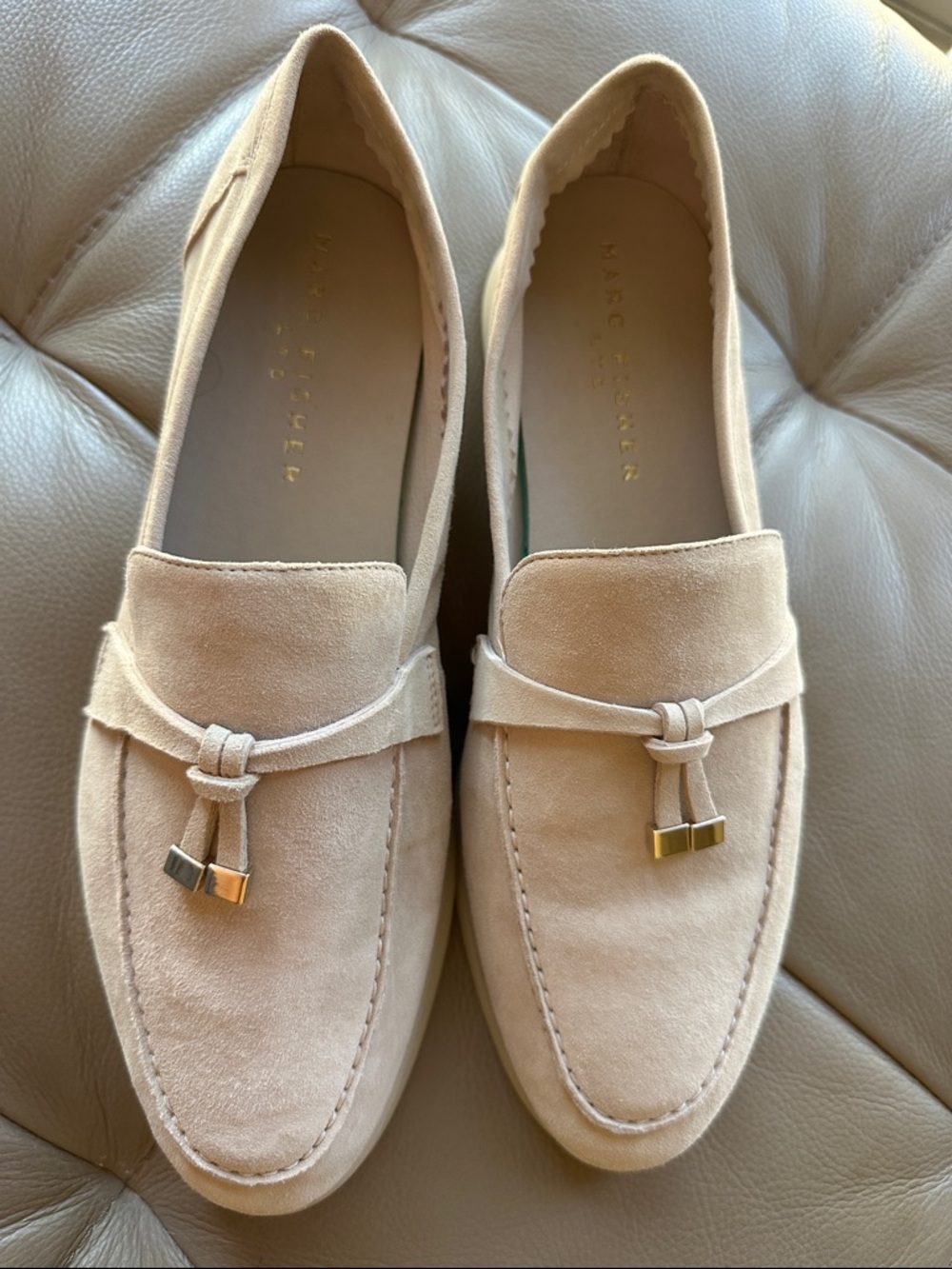Marc Fisher Light Beige Suede Tassel Loafers Women 8.5
